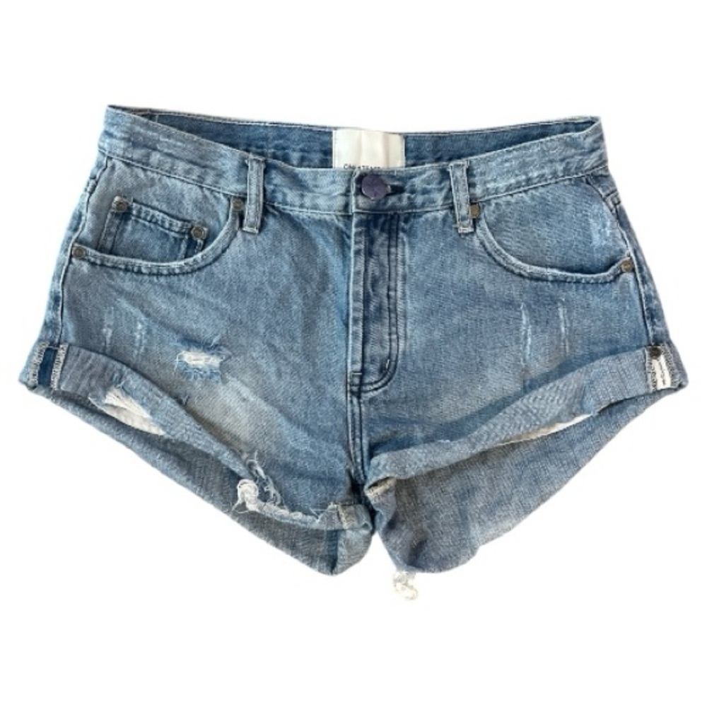 One Teaspoon Distressed Bandit Shorts in Medium Wash Size 28